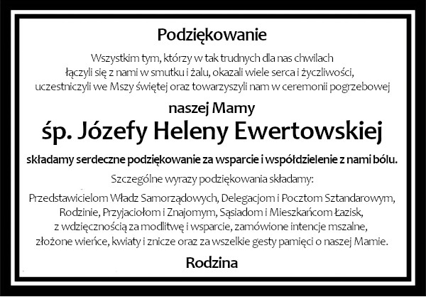 Podziekowania Ewertowska Podziekowania Ewertowska