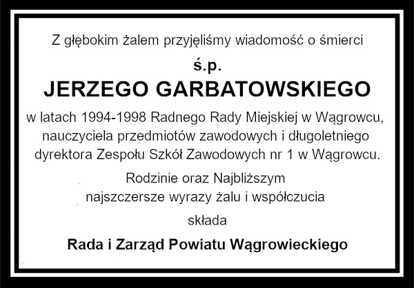 Kondolencje Garbatowski Kondolencje Garbatowski