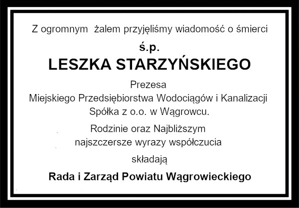 kondolencje Leszek Starzynski kondolencje Leszek Starzynski