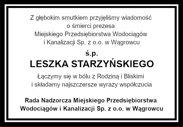 kondolencje Leszek Starzynski kondolencje Leszek Starzynski