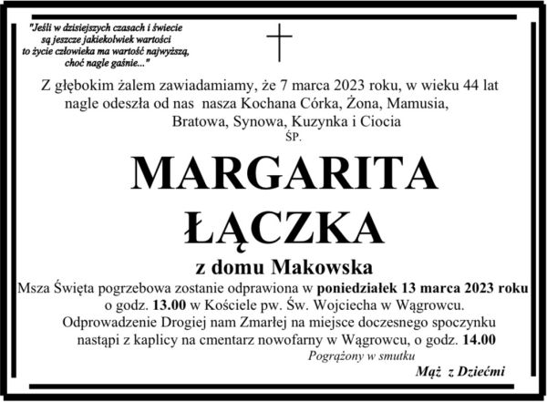 nekrolog Margarita Łączka